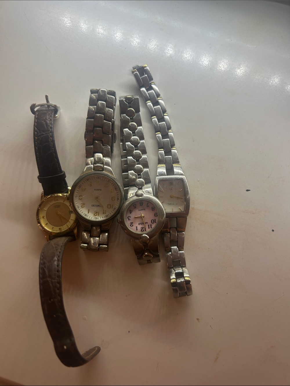 Women’s Classic Metal and Leather Watch Set - Silver & Gold Tones